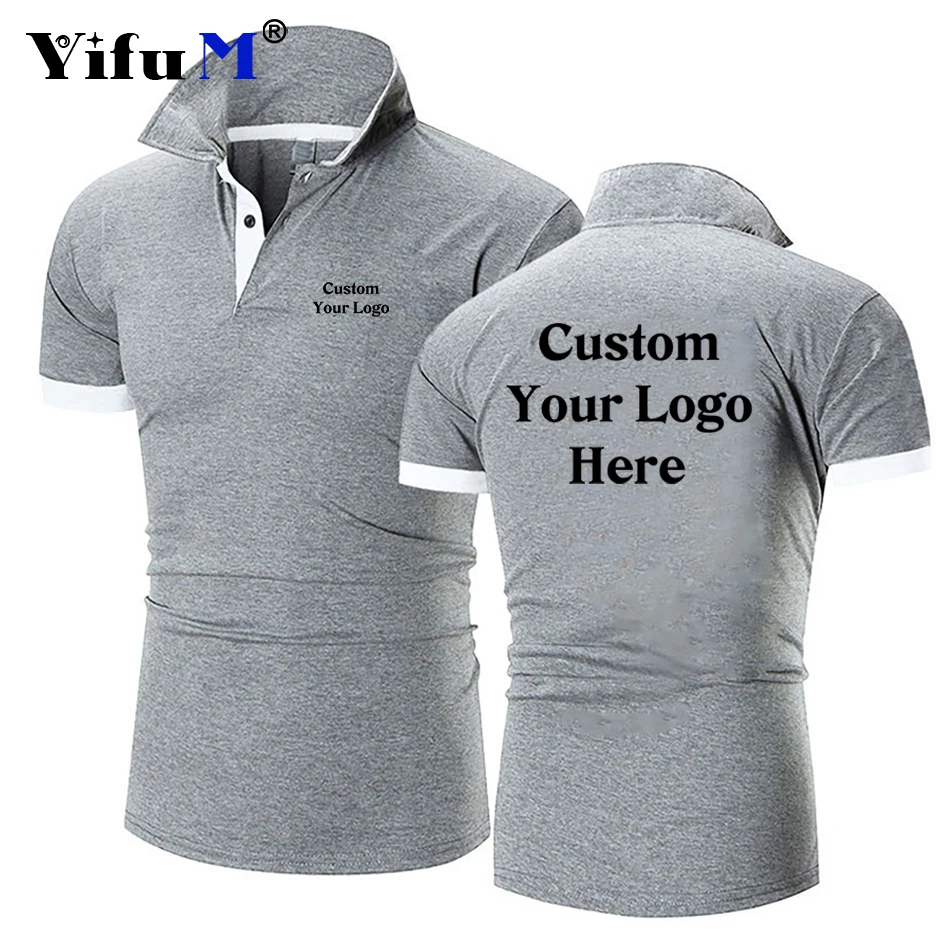 Custom Your Logo Company Personal Business Short Sleeve Polo Design Printing Logo Casual Men Women Lapel Cotton Slim Fit Shirt