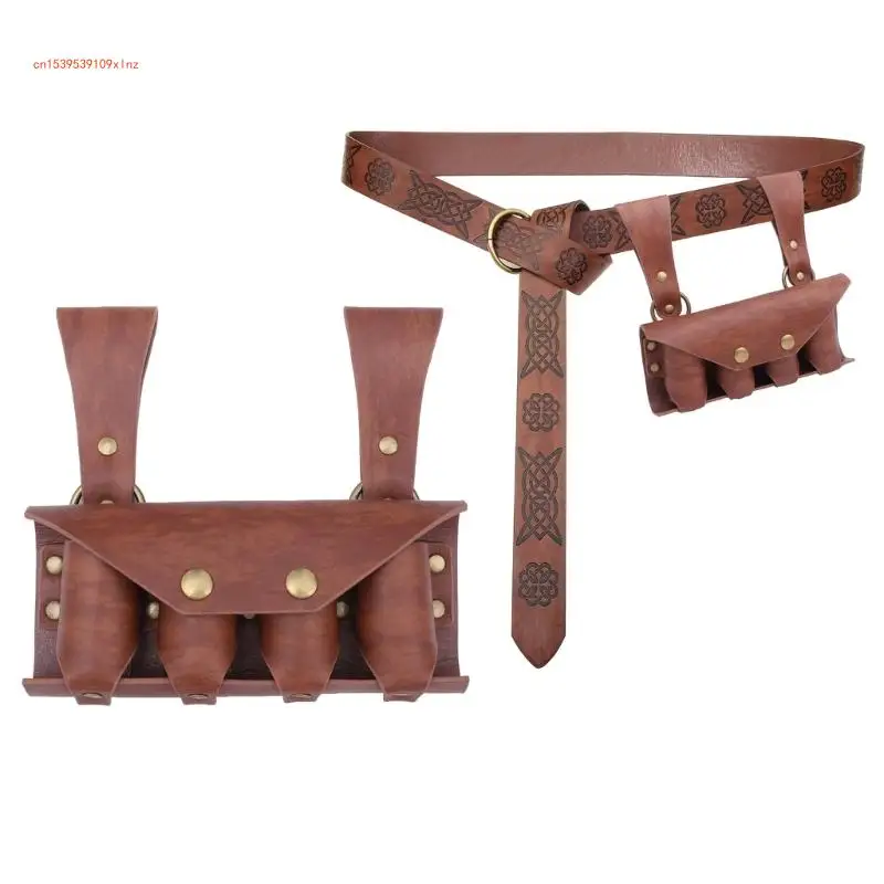 

Historical Reenactment Leather Belt and Potion Holder for Renaissances Role Play