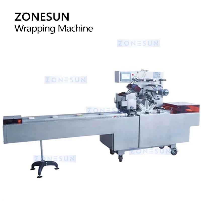 ZONESUN BOPP Wrapping and Sealing Automatic Horizontal Flow Packaging Machine for Boxed Products Cartons ZS-BT250