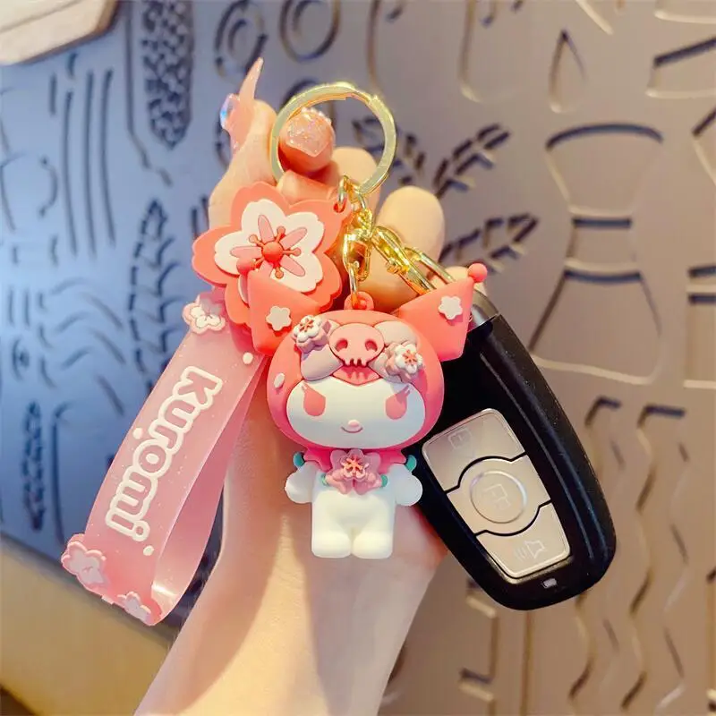 Sanrio Cartoon Keychain Cute Hello Kitty My Melody Kuromi Cinnamoroll Doll Schoolbag Pendant Keychain Decoration Toys  Gifts