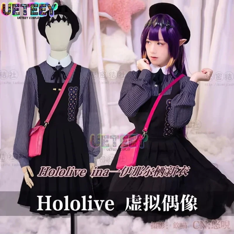 

UETEEY Аниме-костюм Vtuber Hololive Ninomae Ina'nis, игровой костюм, милая униформа, костюм для косплея, наряд для вечеринки на Хэллоуин, повседневное платье для женщин