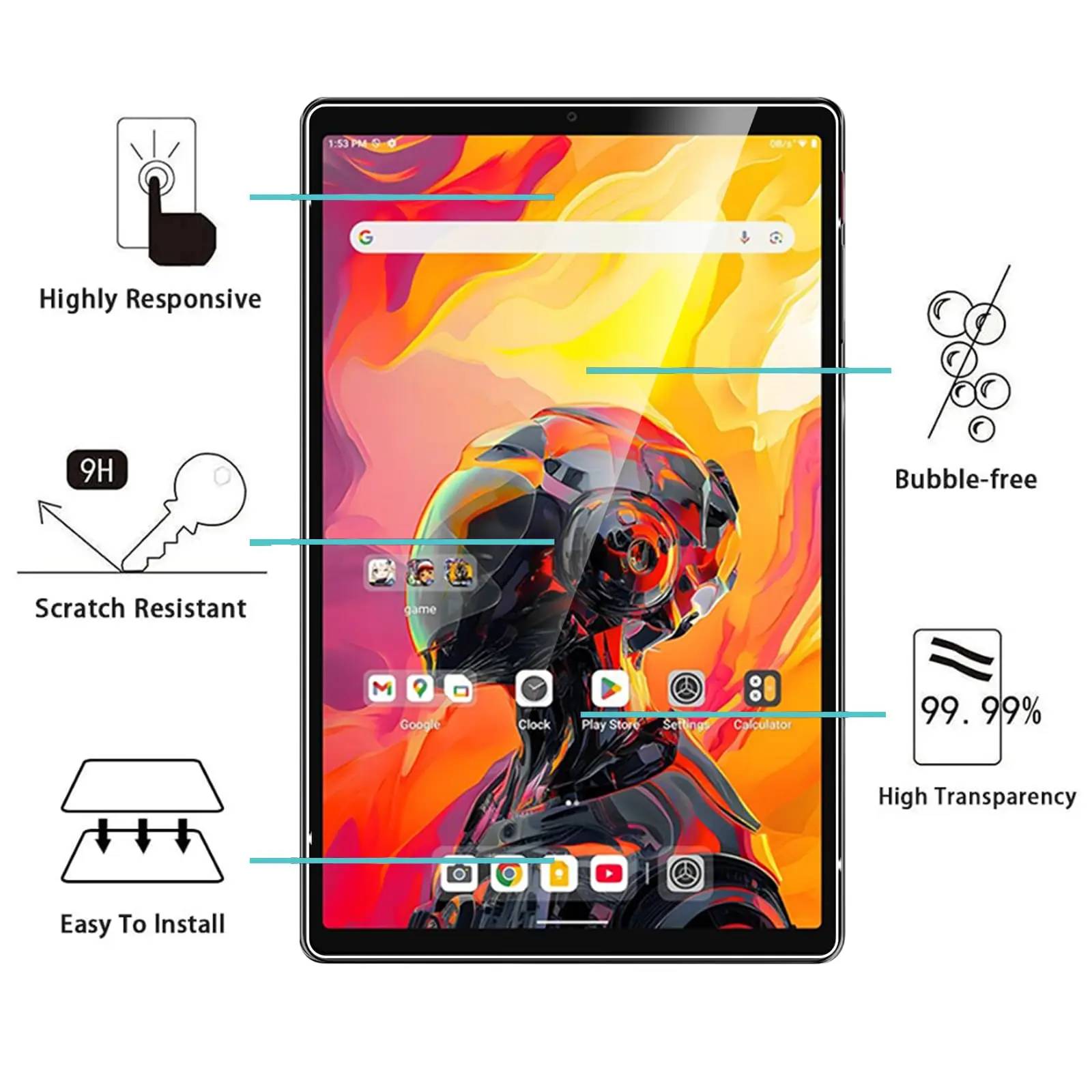 Protective Glass Tempered Film for (8.8 Inch) ALLDOCUBE iPlay 70 mini Ultra 2025 HD Clear 9H Impact-Resistant Screen Protector