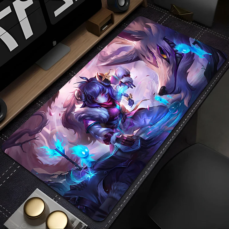 

League of Legends Kindred Large Gaming Mouse Pad Computer Kawaii Mousepad PC Gamer Cabinet Desk Mat Laptop Anime HD Keyboard Rug