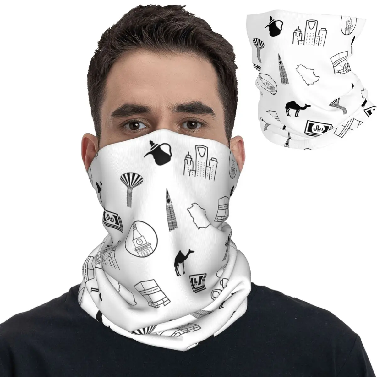 Saudi Arabia Icons Bandana Neck Cover Printed Face Scarf Multi-use Face Mask Hiking for Men Women Adult Winter