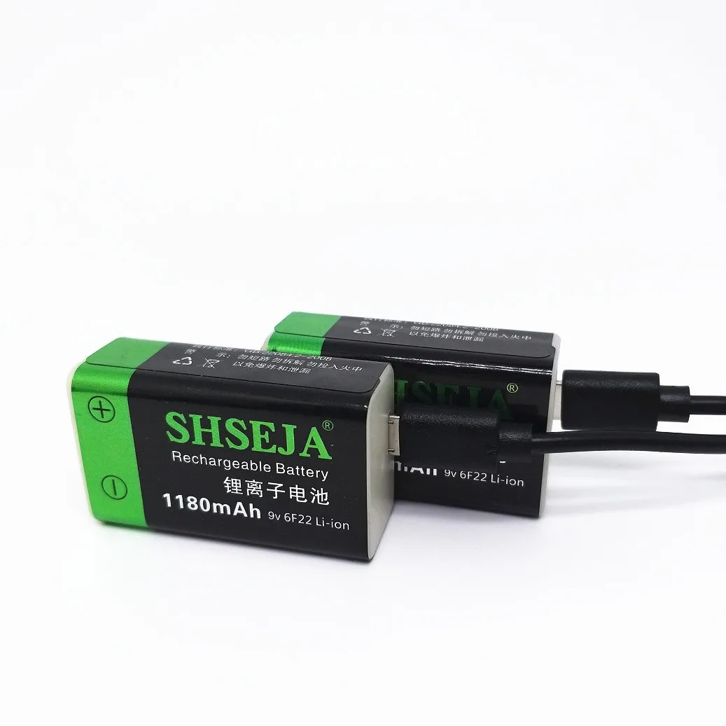 9V Battery 1180mAh USB rechargeable Li-Ion Battery is suitable for Camera Toy Multimeter Remote Control KTV Microphone