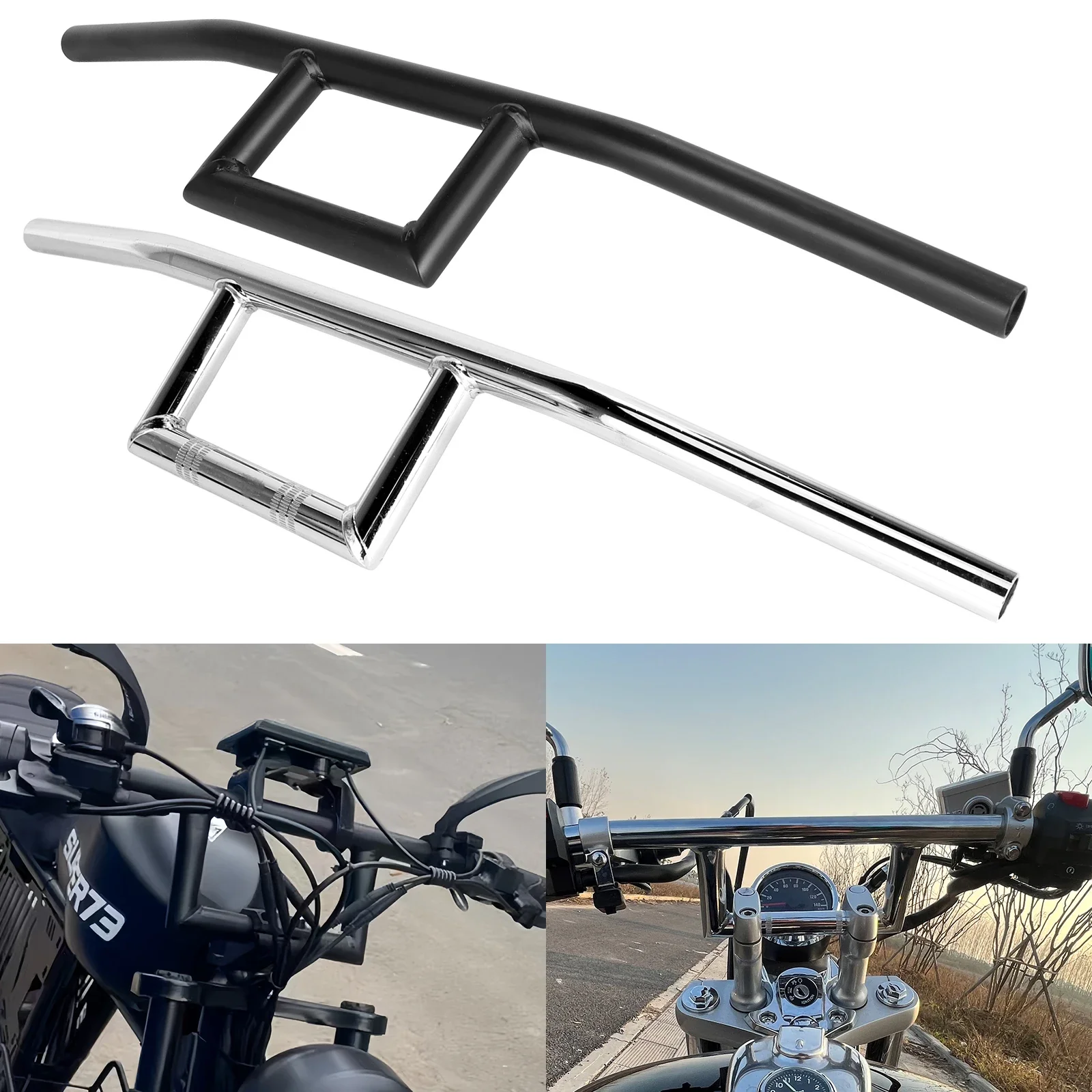 Para harley suzuki yamaha honda guidon moto 22mm 25mm universal motocicleta volante guiador preto cromo vintage 2027