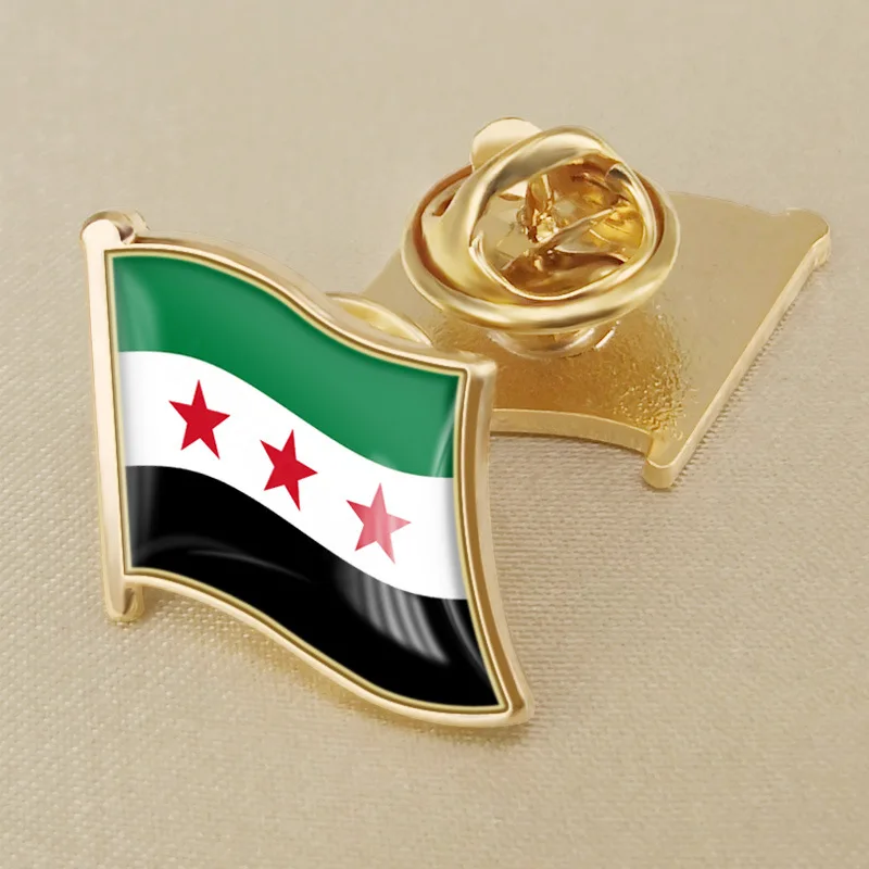 Syrian Arab Republic flag crystal dropper badge brooch, flags of various countries around the world chest