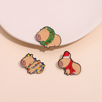 Cartoon Cute Christmas Dolphin Enamel Pin Creative Flower Garland Capybara Animal Brooch Lapel Badge Backpack Festival Jewelry