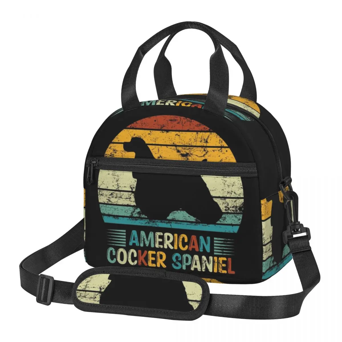 

Cocker Spaniel Dog Silhouette Lunch Bags Insulated Bento Box Resuable Lunch Tote Picnic Bags Thermal Bag for Woman Travel