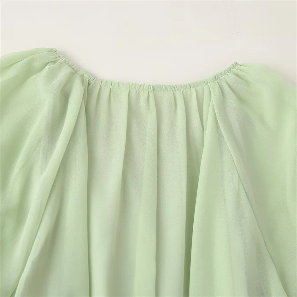 Outono novo feminino francês retro em torno do pescoço manga comprida em camadas plissado borda decoração fino vestido de férias