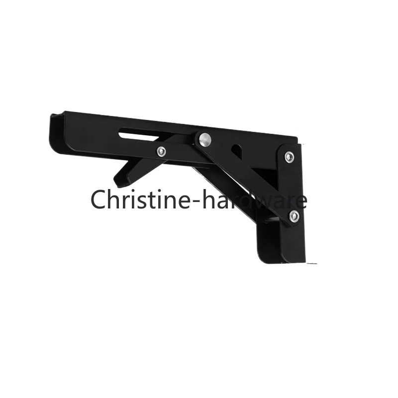 6 Inch 2Pcs Triangle Folding Angle Shelf Bracket Black Folding Shelf Bracket Space Saving Wall Mounted Collapsible Table Bracket