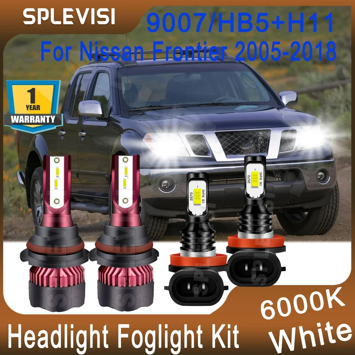 Headlmap LED Hi Low Beam 9007 Foglight H11 For Nissan Frontier 2005 2006 2007 2008 2009 2010 2011 2012 2013 2014 2015 2016 2017