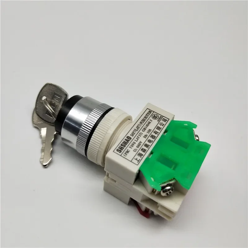 LAY37-11Y2/LAY37-20Y3 Key Rotary Switch 2/3 Position Push Button Switch 1NO1NC Latching Self-locking Key Button