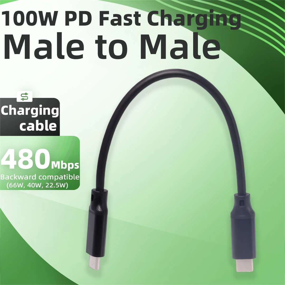 USB 3.1 Type-c Male To C Male PD Fast Charging Cable 5A 100W Data Line E-mark Chip 6-core Fast Charging C To C Cables