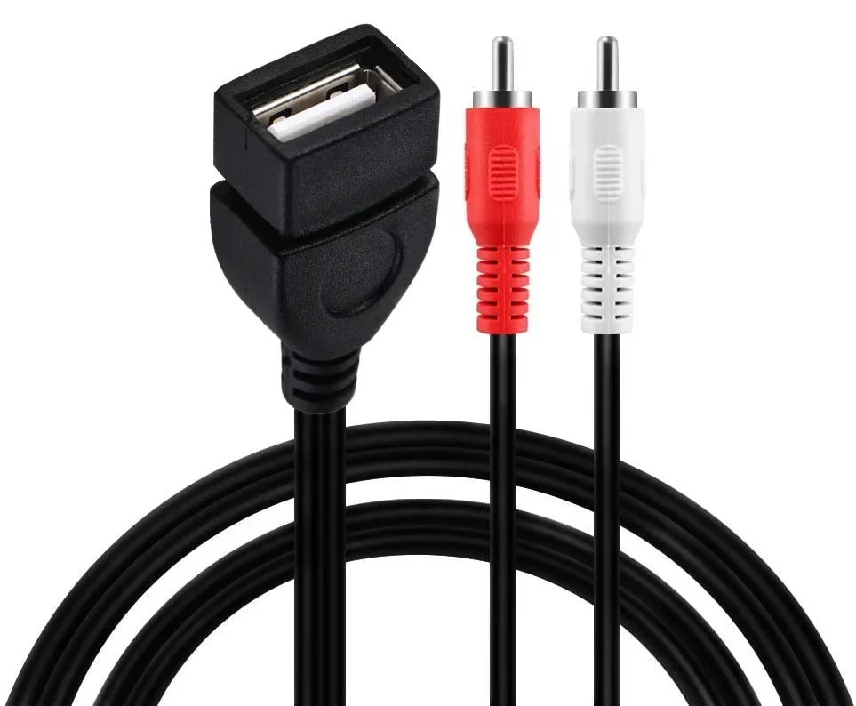 AF/2RCA USB female to 2RCA revolving cable, USB RCA Y-shaped audio and video cable