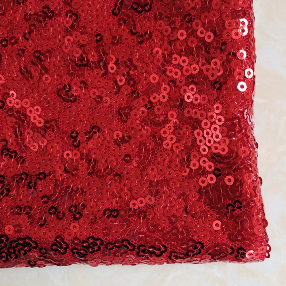 

3mm Shiny Sequin Fabric Easy to Cut Costume Fabric for Making Tablecloth, Table Runner, Dress 135x100cm(Red)