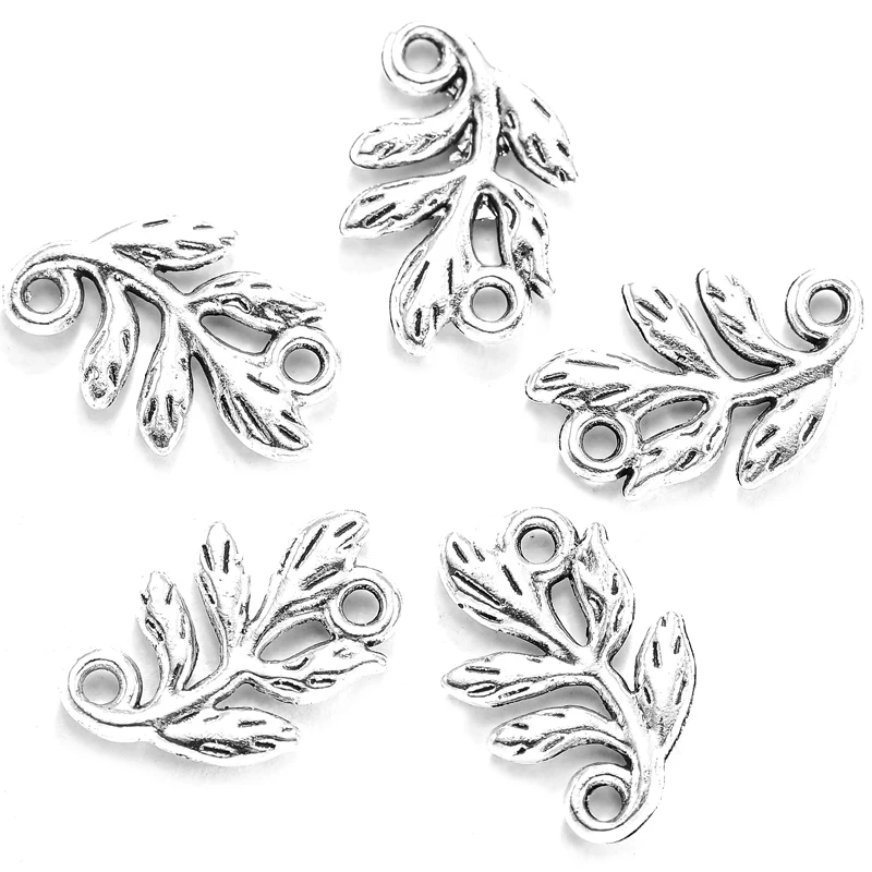 30pcs Double Hole Leaves Charms for DIY Jewellery Making