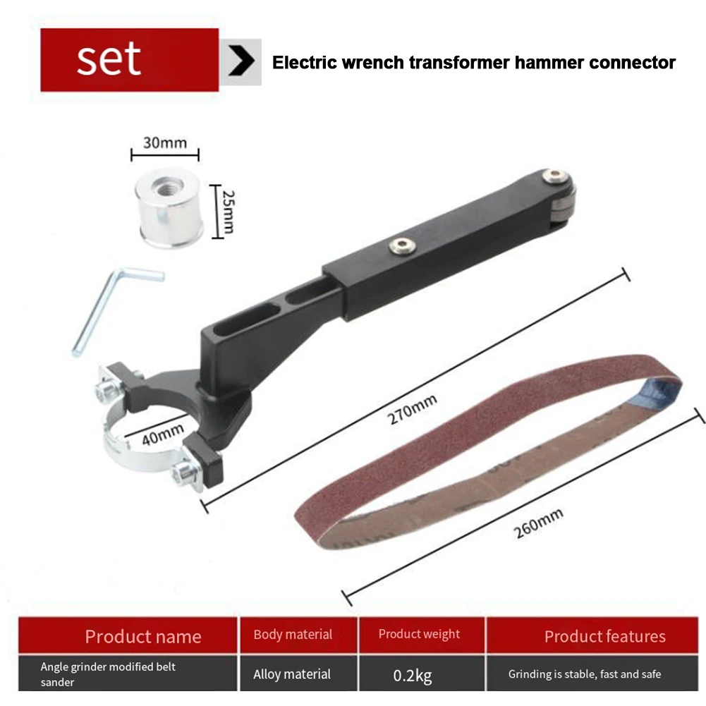 Imagem -02 - Angle Grinder Belt Sander Barcket Polimento Aparar Madeira Liga de Alumínio Wrench para 100 mm Angle Grinder