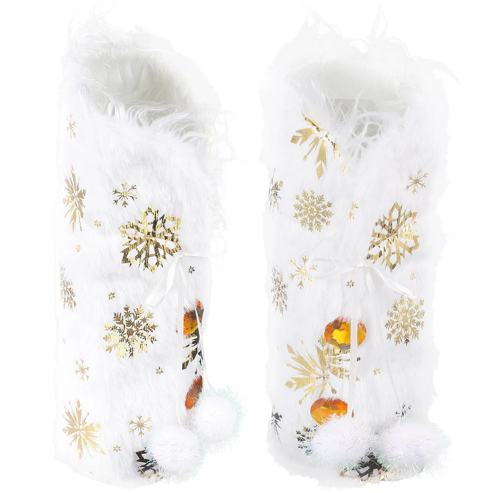 

2pcs Golden Snowflakes Bottle Cover Red Protector Christmas Decorations Delicate Bottle COVER For Party Decors