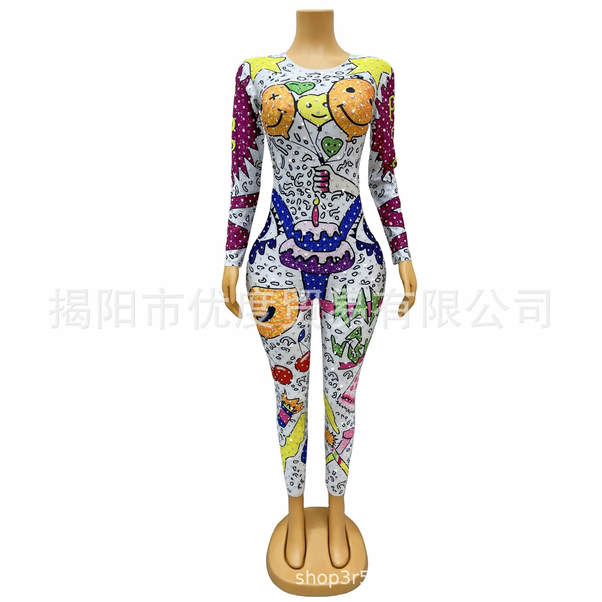 Fairy Tale Sparkling Rhinestones Tight Glam Perspective Mesh Birthday DJ Cocktail Party Dance Night One-piece Balloon Abendkleid