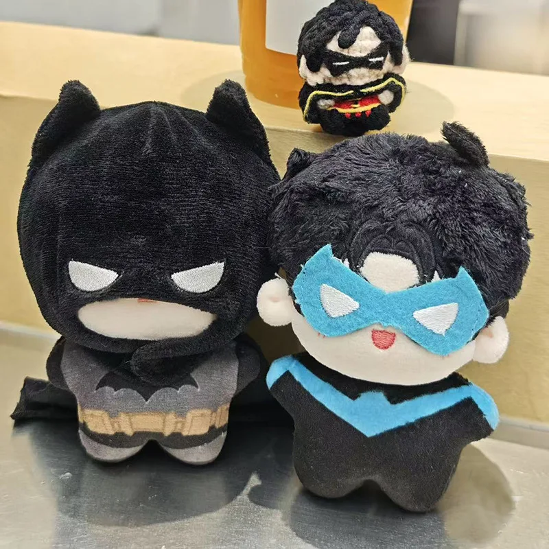 

10cm Nightwing & Red Hood Plushie Pendant Cute Cartoon Figure, Batman Printed Cotton Doll Bag Ornament Halloween Birthday Gift