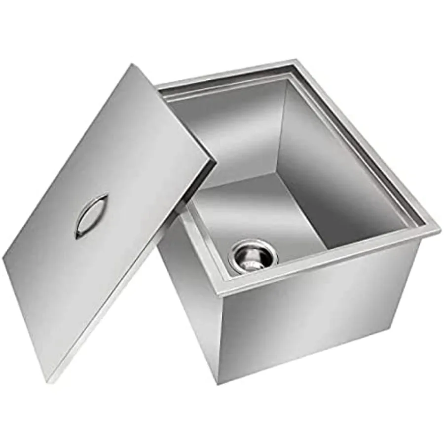 Drop in Ice Chest with Cover 304 Stainless Steel Drop in Cooler Included Drain-Pipe and Drain Plug Drop in Ice Bin for Cold Win