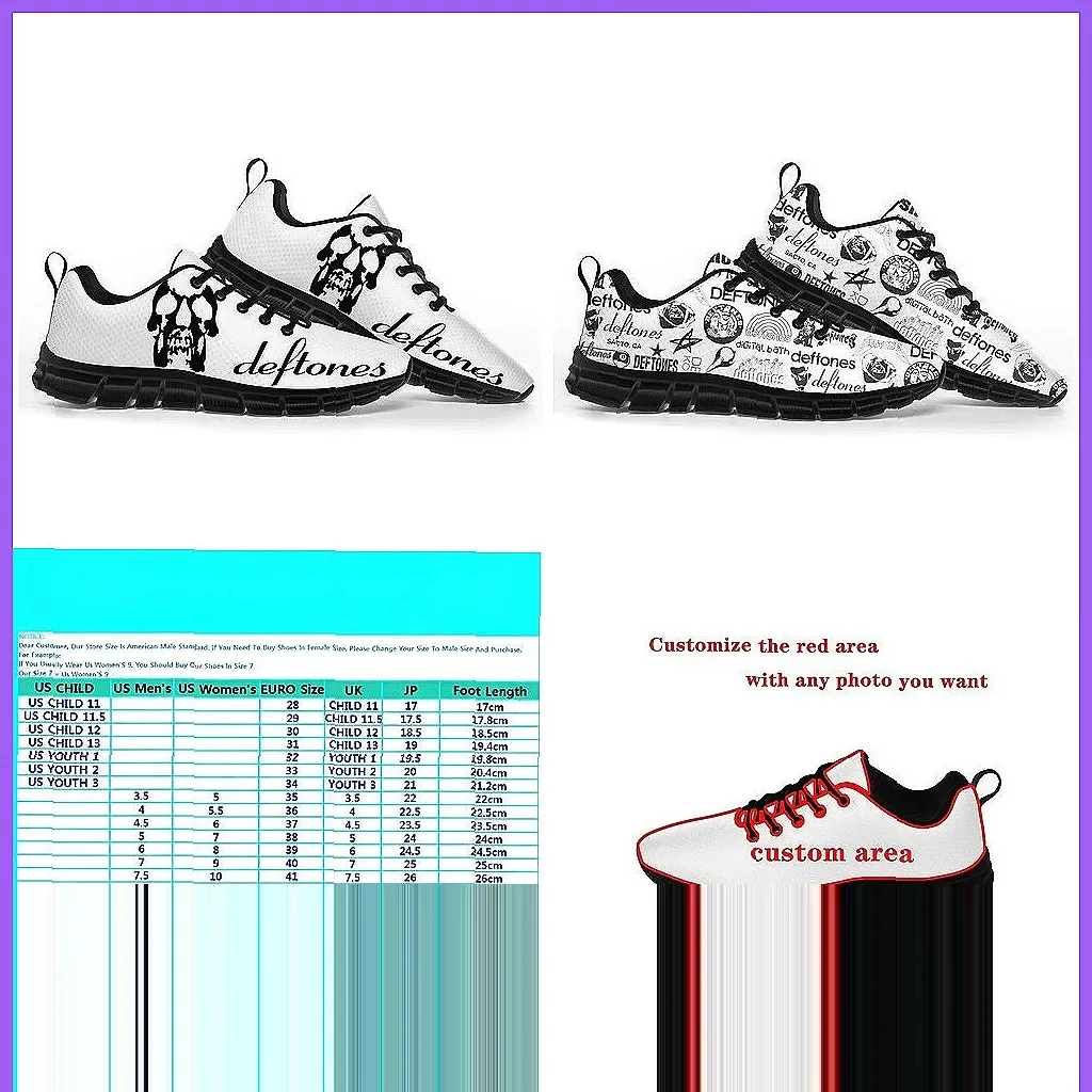 

D-Deftones Metal Band Custom Sneakers, Unisex Casual Comfort Shoes for Men Women Teens, High Quality Couple Sneakers