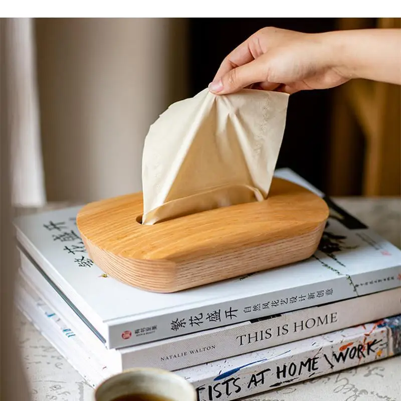 

Solid Wood Tissue Box Paper Box Home Coffee Table Napkin Boxes Tissue Organizer Magnetic Tissue Storage Boxes Paper Towel Holder