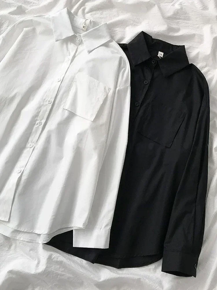 

Белые женские школьные рубашки, модные JK в консервативном стиле, весна, Япония, черная рубашка с длинными рукавами для девочек, женские топы на пуговицах в стиле Харадзюку