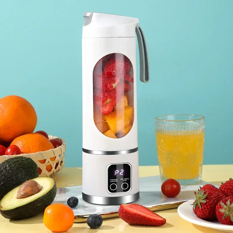 450mL Portable Fruit Juicer with 8 Blade Home USB Rechargeable Large Capacity with Digital Display Juice Maker Machine image 5