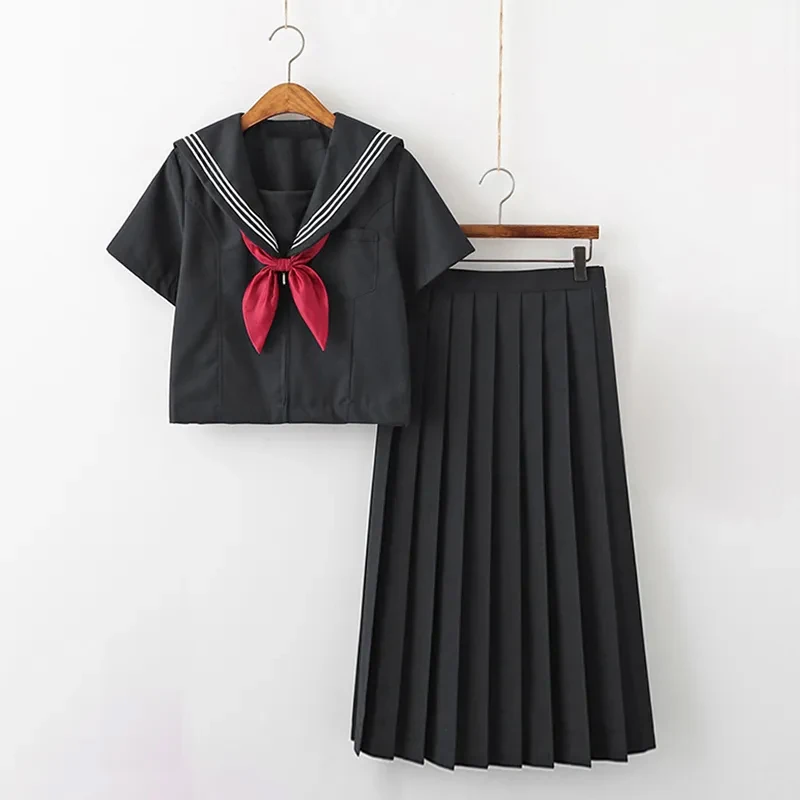 Plus size Japanese Black School Uniform Cosplay Costumes Game Anime Girls JK Uniform Outfit Sailor Cos Party BL Men Sissy CD TS