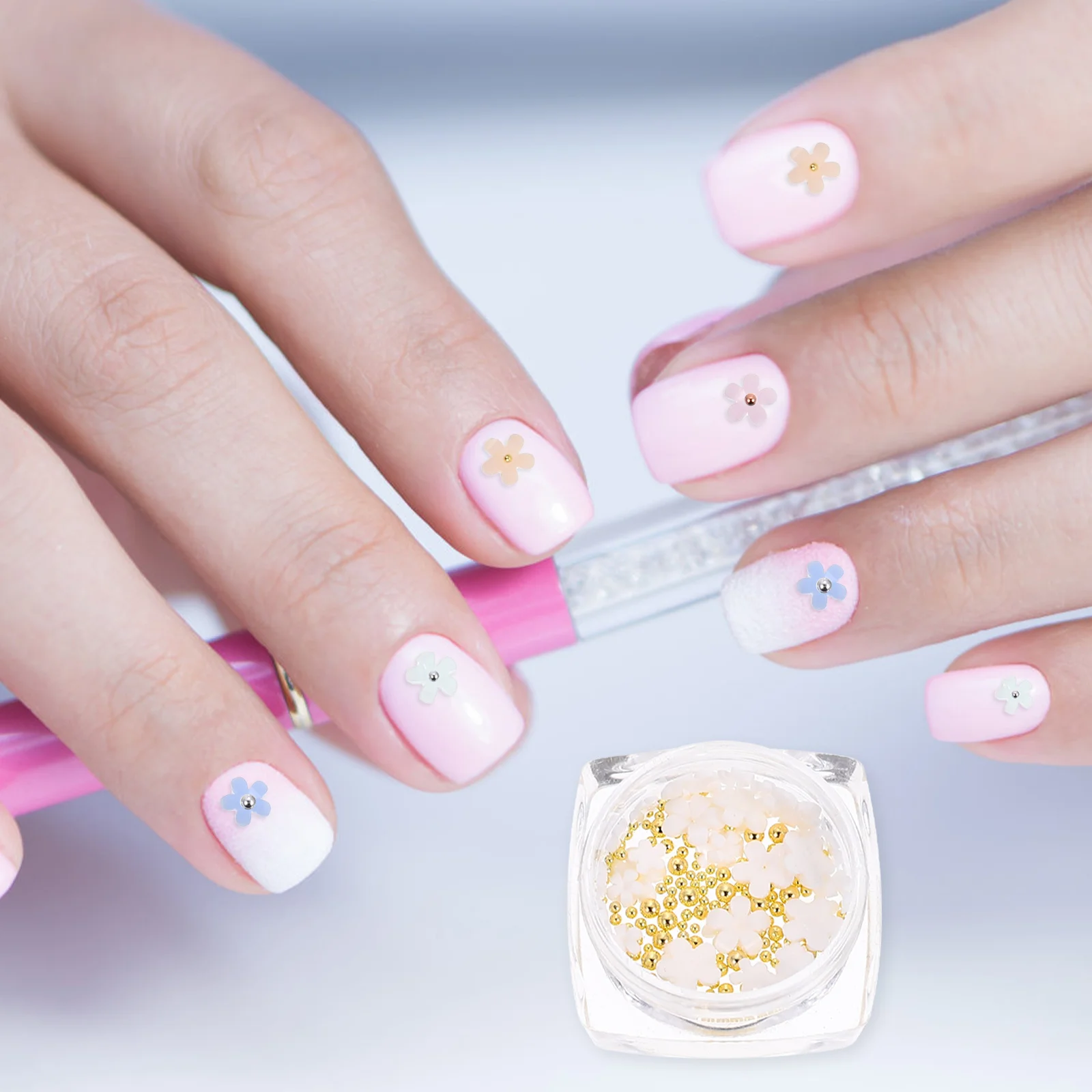 

6 Boxes Color Change Nail Charms 3D Flower Nail Art Decor for DIY Manicure Acrylic Nails Ornament Gift for Women Girls