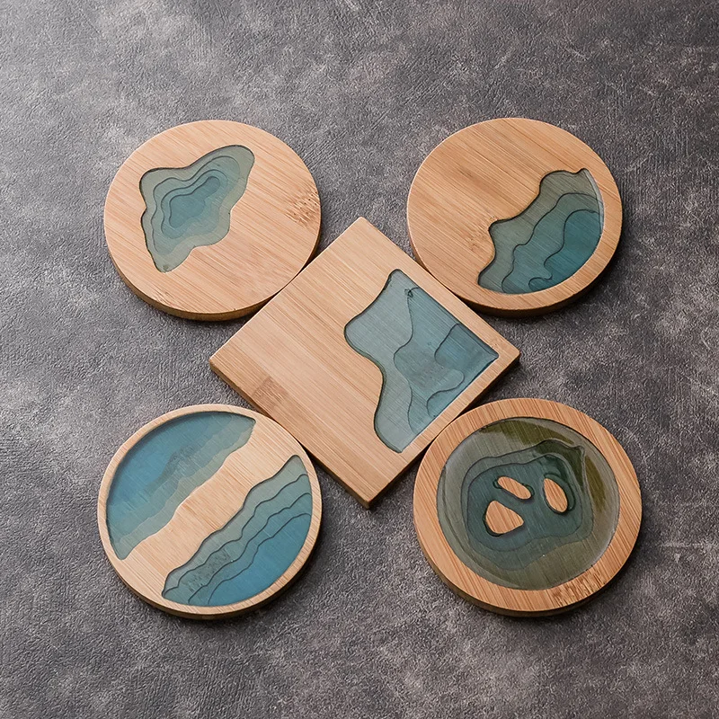

LH Resin Bamboo Teacup Cushion Tea Set Accessories Household Bamboo Tea Saucer