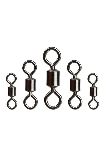 50PCS/Lot Fishing Swivel Sizes Solid Connector Ball Bearing Snap Fishing Swivels Rolling Stainless Steel Beads