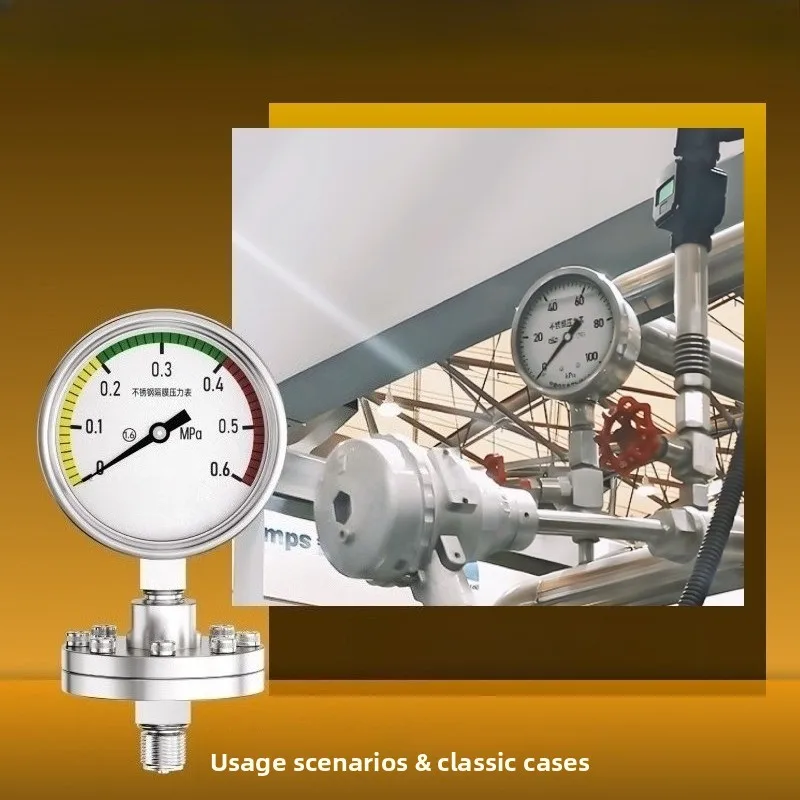 Stainless Steel Shock-resistant Diaphragm Pressure Gauge YTP-100ML MF Oil-filled Threaded Flange 316L Diaphragm