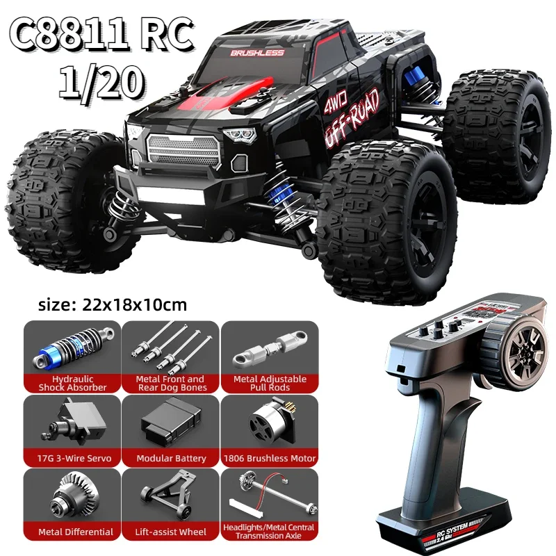 

JJRC C8811 RC 1/20 4WD Metal Brushless High Speed 4WD Electric Remote Control Car Model Drift Racing Car Boy Toy