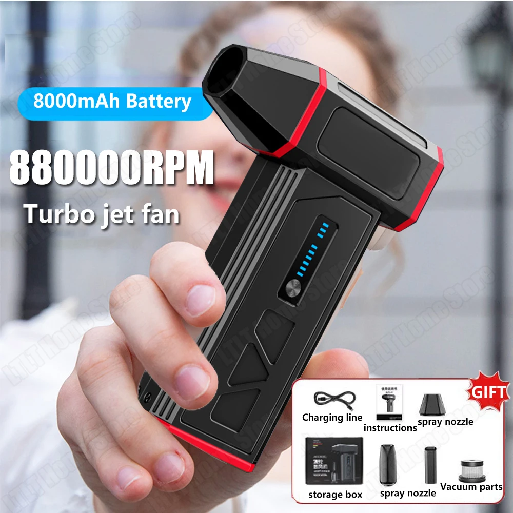 

High-Speed 880000 RPM Electric Turbo Jet Fan Powerful Dust Blower USB Rechargeable Brushless Motor Violent Fan Cooling 60m/s