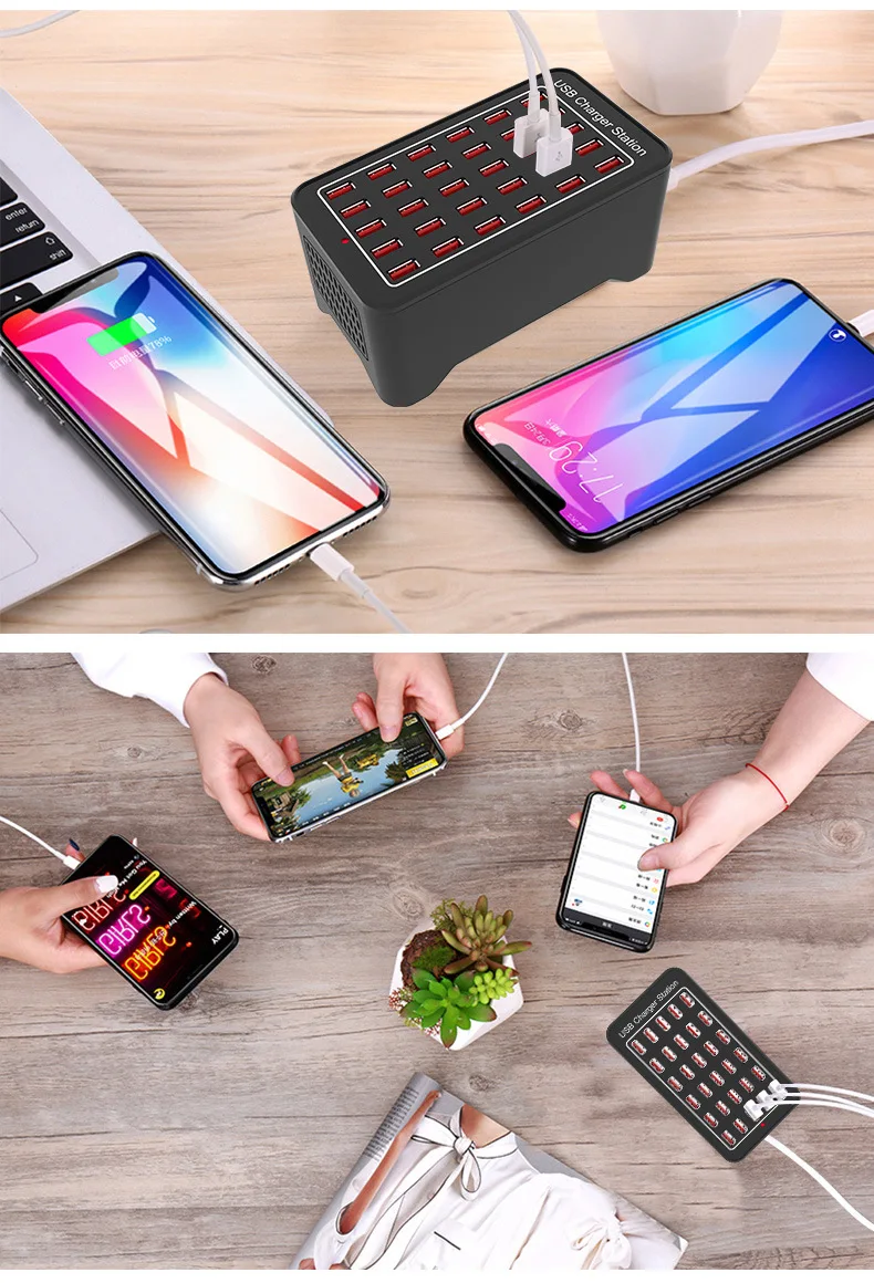 150W 30-portowa stacja ładująca USB Uniwersalna ładowarka USB Wieloportowa do telefonu i tabletu Zasilacz US EU AU UK