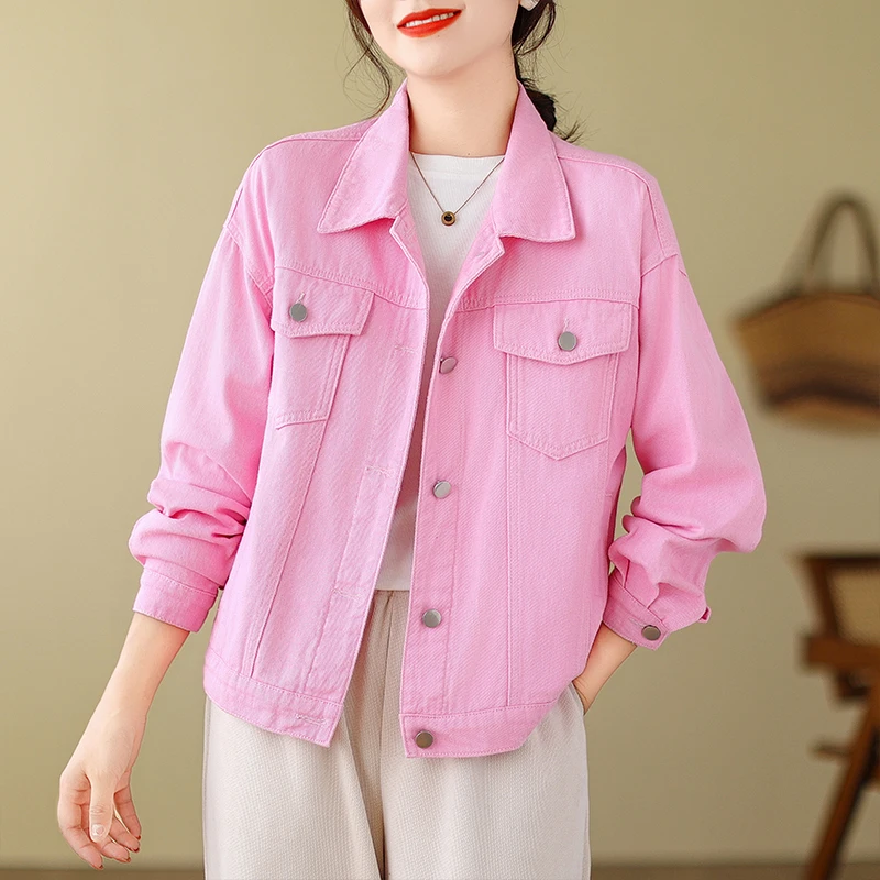 

ort Denim Jaet Женская свободная повседневная модная весенне-осенняя верхняя одежда из смеси хлопка, устойчивая к деформации