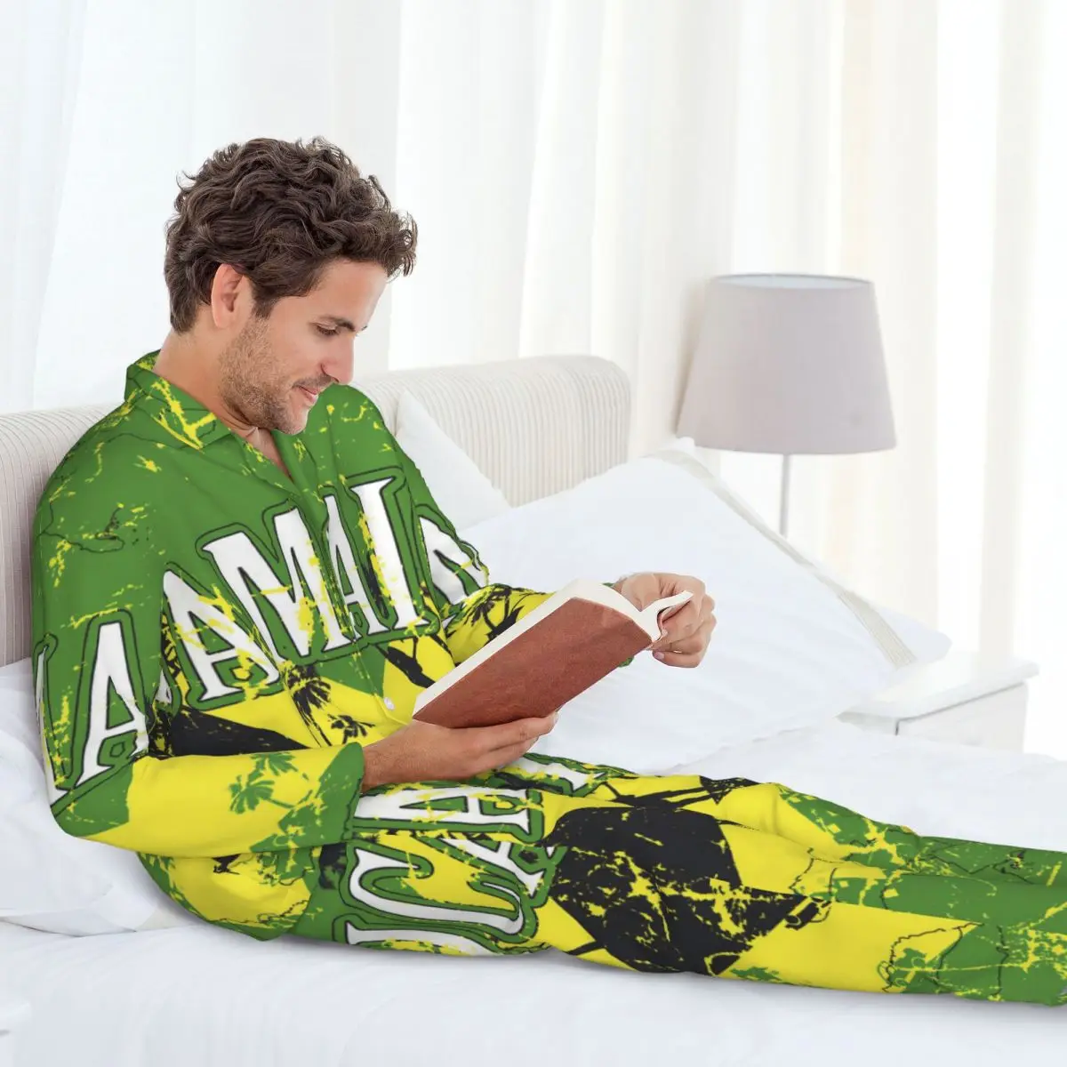 Conjunto de pijamas para hombre de Otoño Invierno de manga larga Jamaica de Adam Drakone Ropa de hogar Ropa de dormir 2 unids/set