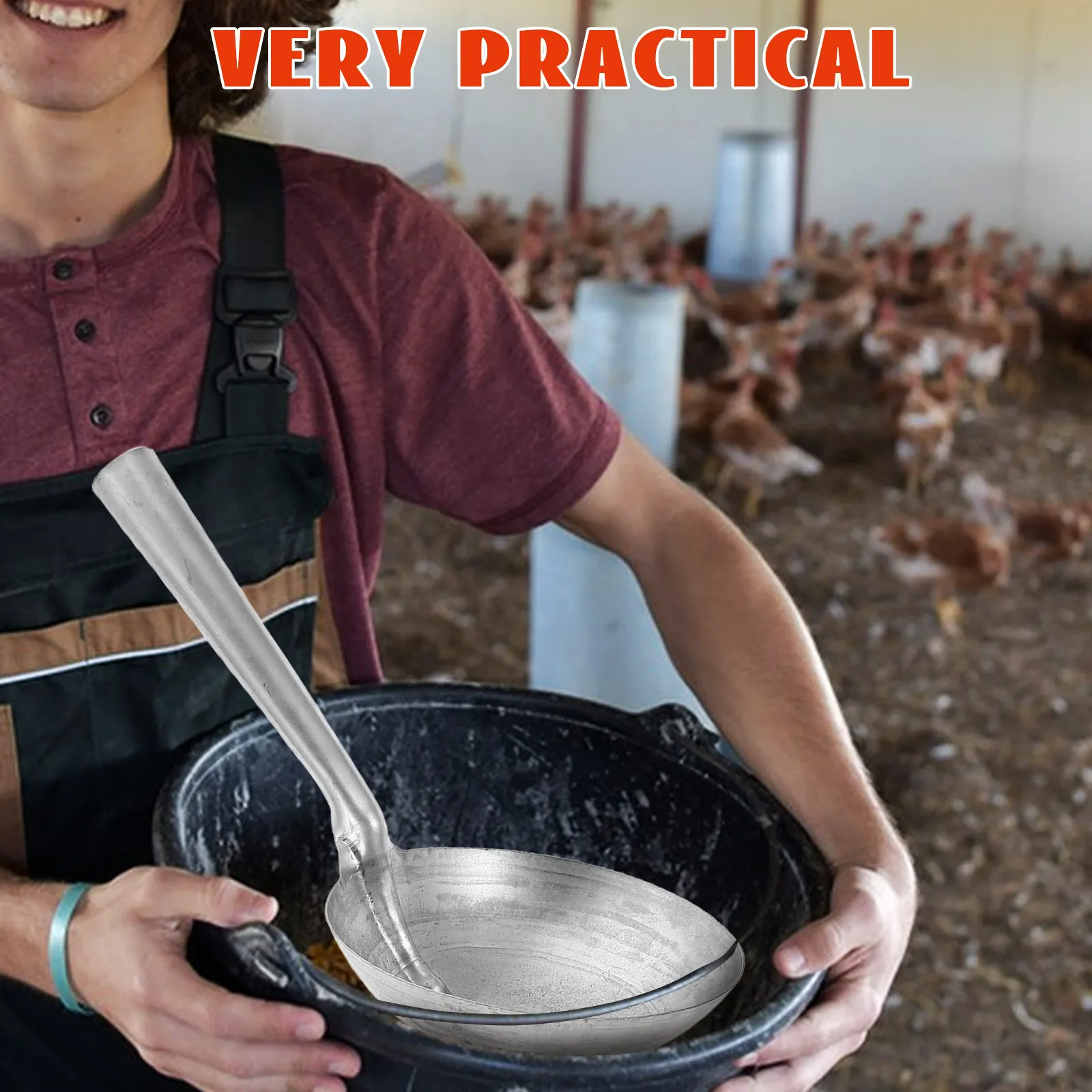 Iron Water Ladle Scoop Heavy Duty Metal Short Handle for Horse Goat Feeding Grain Mixing Garden Watering Farm Use Versatile
