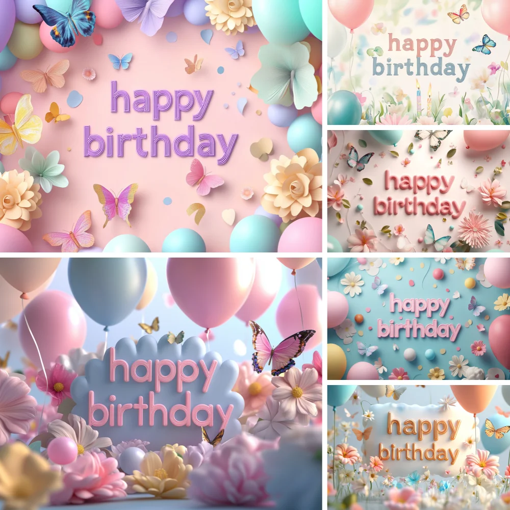 

Beautiful Butterfly Balloon Photography Background Banner Party Decoration Girls Gift Baby Shower Birthday Backdrop Custom
