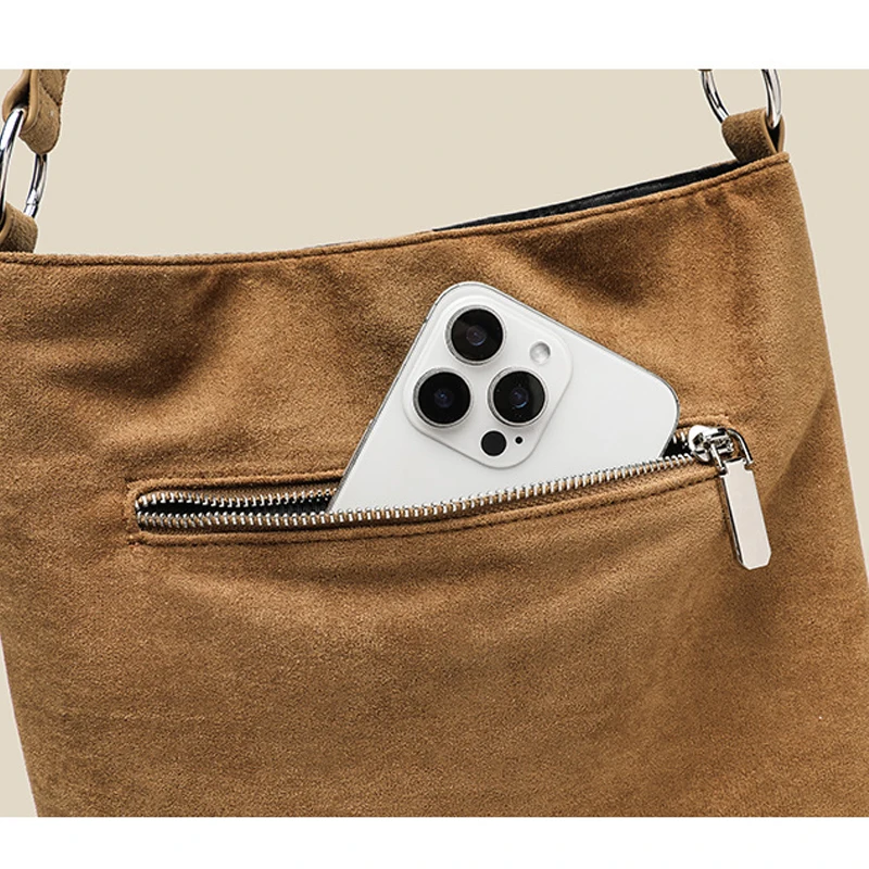 England Style Faux Suede Slim Messenger Bags For Women Luxury Designer Handbags Purses 2026 New In Inlaid Rivet Tassel Shoulder