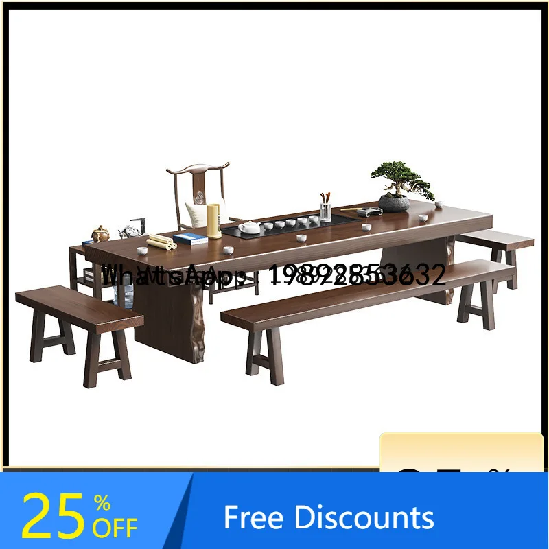 New Chinese Style Solid Wood Tea Table for Home Living Room Large Tea Table for Brewing Tea Office