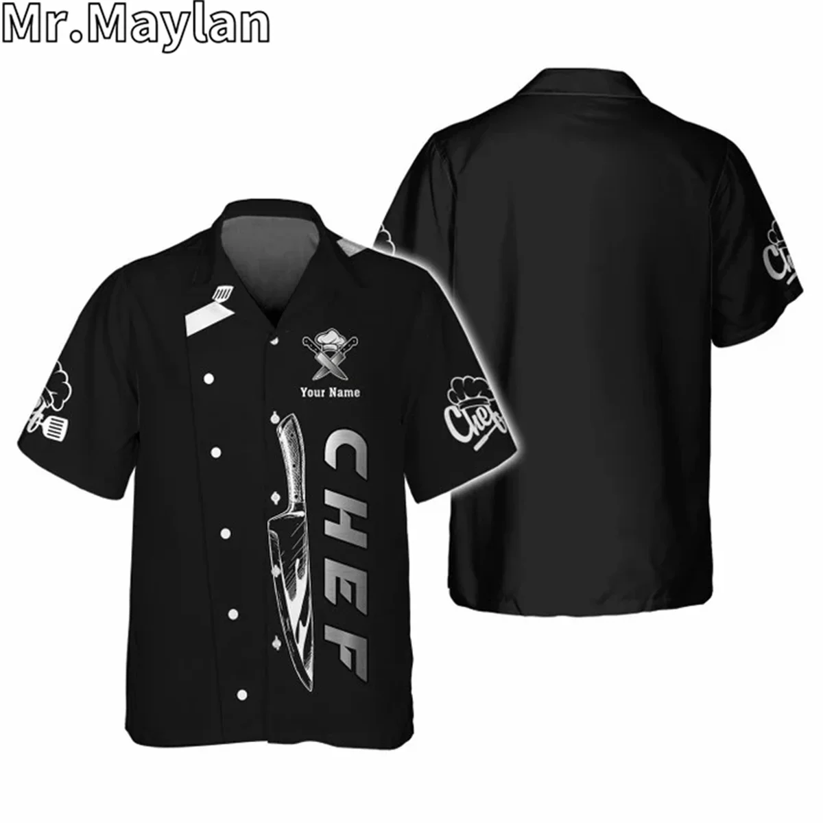 CUSTOM NAME CHEF UNIFORM CHEF KNIVES 3D Hawaii Shirt Men Summer Short Sleeve Tee Men Shirts 2024 Oversized 5XL Chemise Homme -01