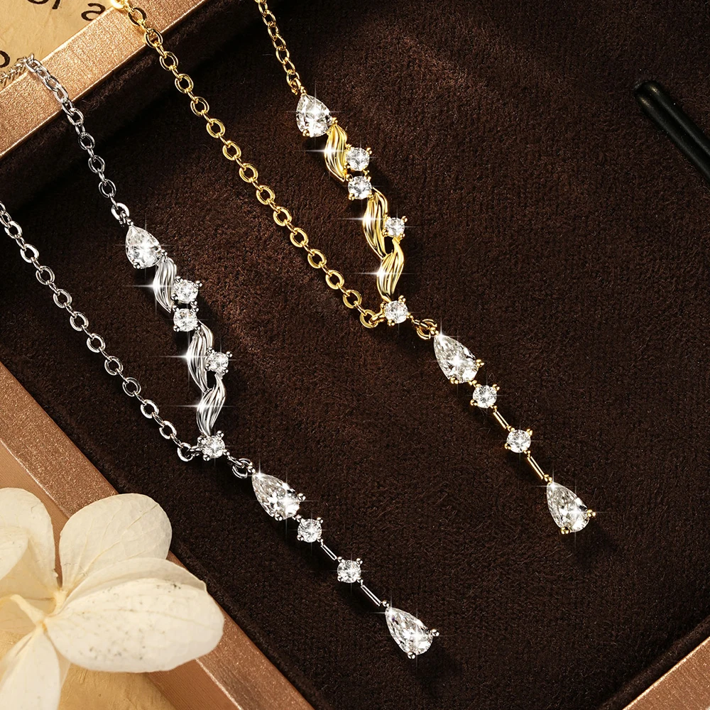Abestecom Kreuzblumen-Herz Moissanit-Halsketten Klassische Quasten-Anhänger-Halskette Modischer Valentinstag-Schmuck Geschenke – Detail 8