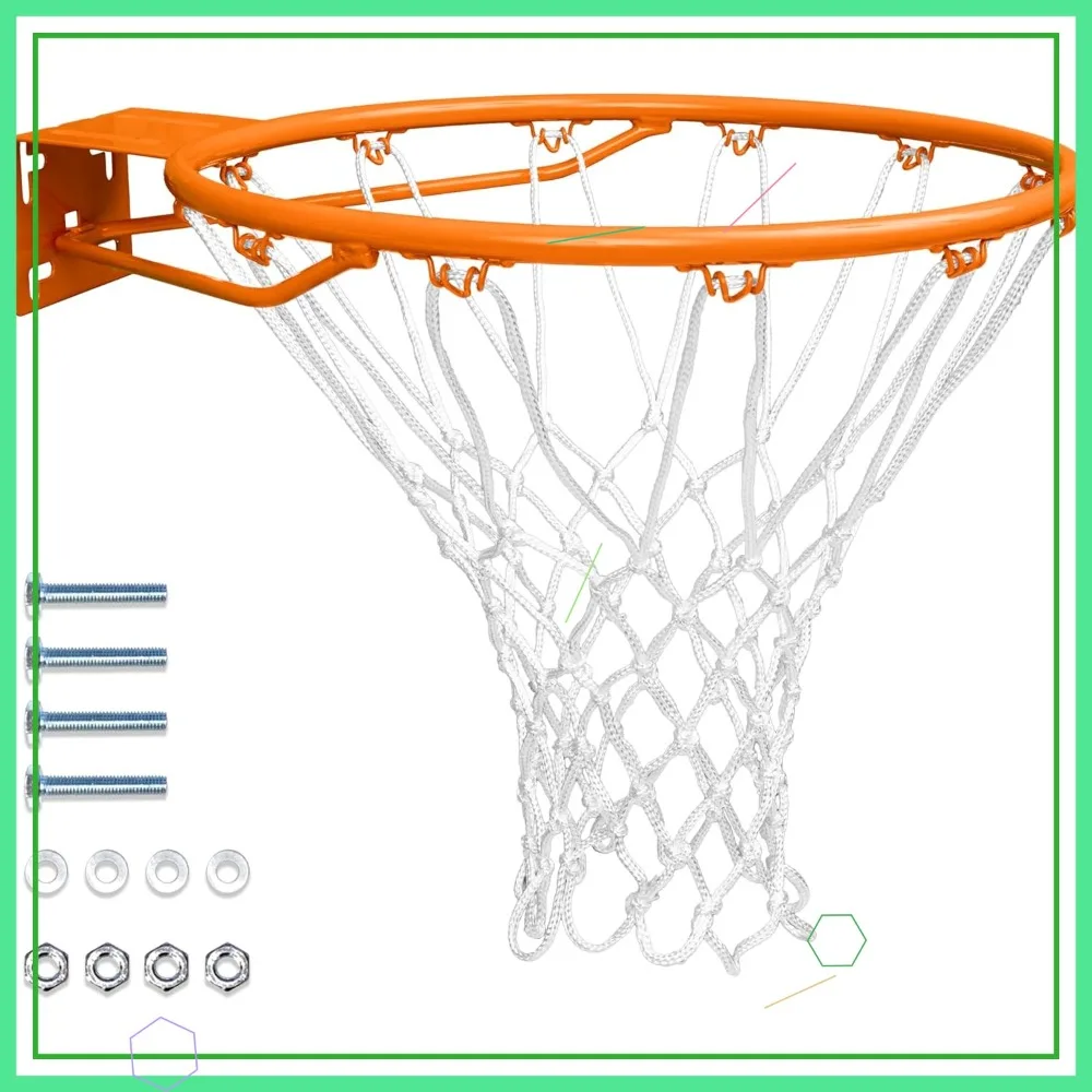 

18-дюймовый стальной баскетбольный обод — фиксированный или отрывной стиль для использования на подъездной дороге, гараже и бассейне — прочный всепогодный обруч