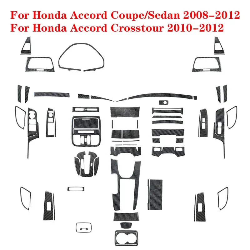 Pegatinas negras de fibra de carbono para Honda Accord Crosstour 2010-2012, accesorios interiores para coche Honda Accord Coupe/Sedan 2008-2012
