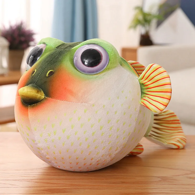 26/33/43cm Cartoon Round Globefish Big Eyes Stuffed Creative Balloonfish Bed Sleeping Pillow Gifts For Friends Home Decro