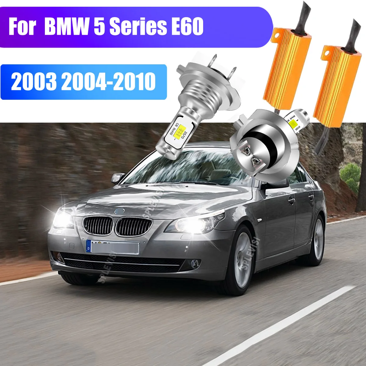 

3570 CSP LED White Headlights High/ low beam Auto Lamp 70W/Pair For BMW 5 Series E60 2003 2004 2005 2006 2007 2008 2009 2010
